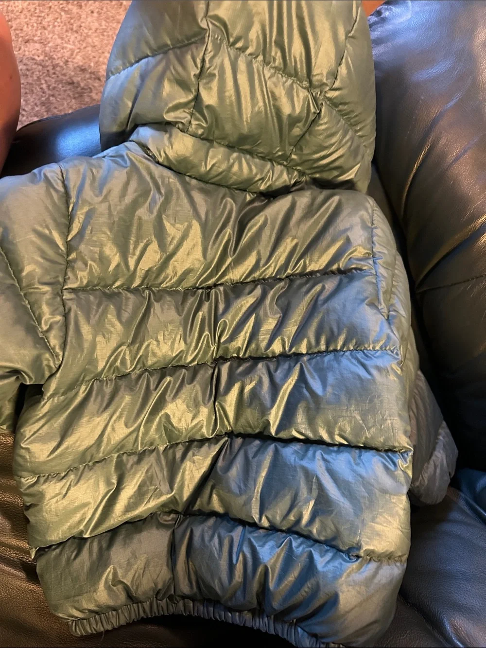 Patagonia Kids Hooded Puffer Jacket - Sage Green with Light Pink Accents
